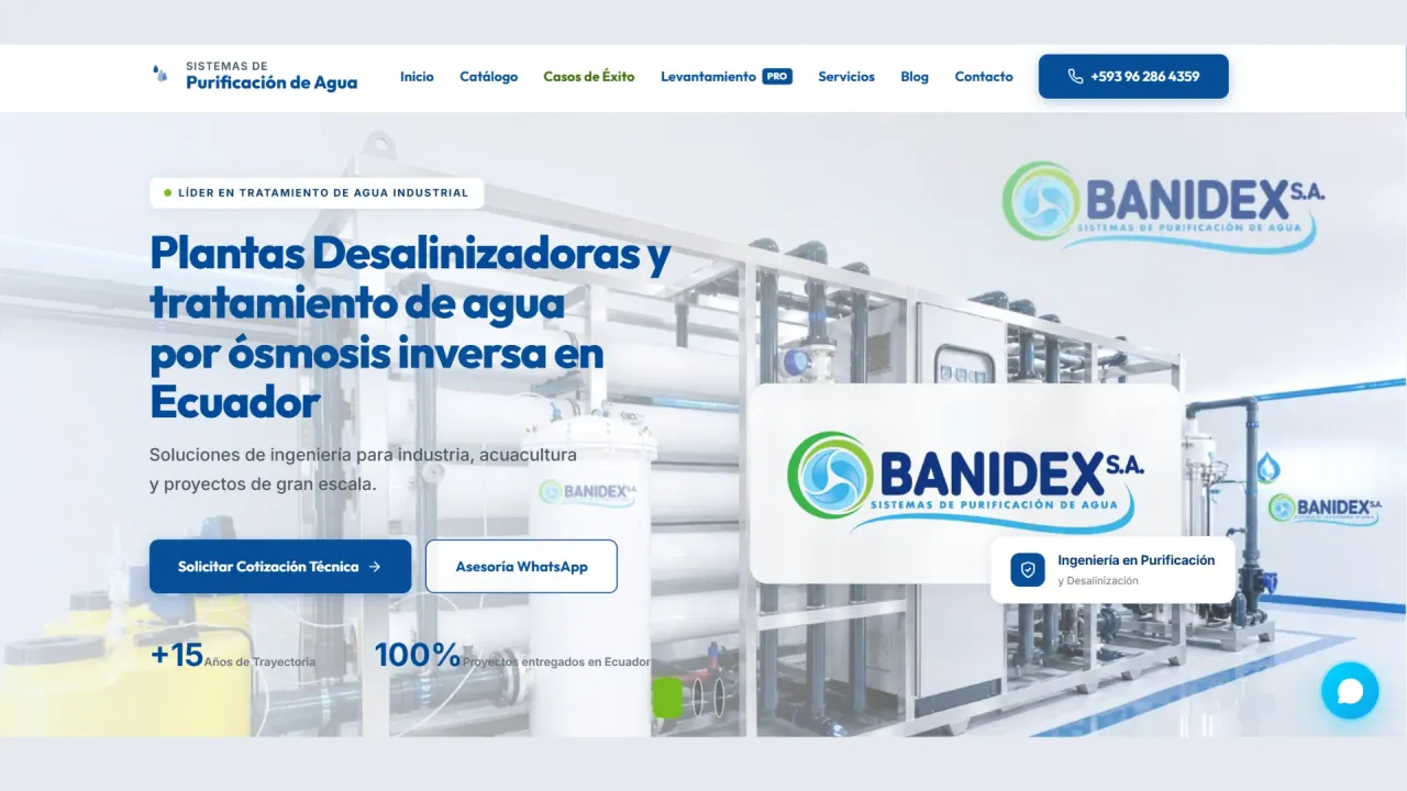 Diseño web empresarial para Banidex S.A. - ADYRON Ecuador