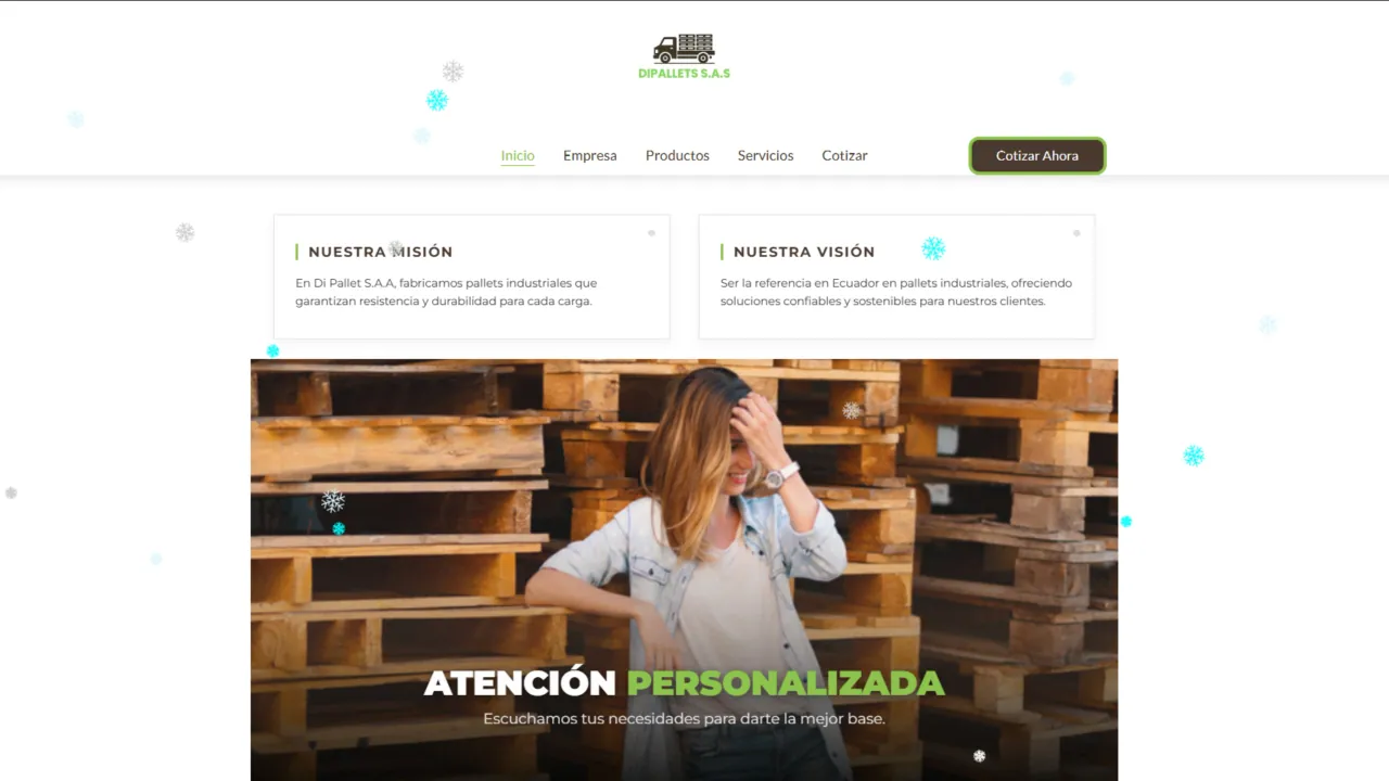 Desarrollo web corporativo para DiPallets S.A.S - ADYRON Ecuador